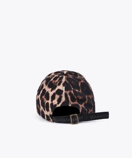 GORRA DE LEOPARDO CON LOGO LC EN RELIEVE MARRÓN Y NEGRO