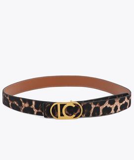 CINTURÓN REVERSIBLE ANIMAL PRINT HEBILLA LOGO OVAL MARRÓN