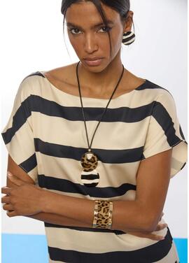 BRAZALETE COMBINADO METAL Y ANIMAL PRINT