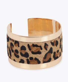 BRAZALETE COMBINADO METAL Y ANIMAL PRINT
