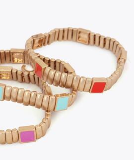 SET DE PULSERAS ELÁSTICAS METÁLICAS CON DETALLES DE COLOR