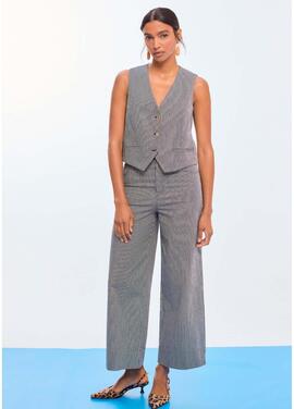 CULOTTE DE RAYAS CORTE RECTO CRUDO Y NEGRO