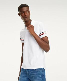 ICON SLEEVE STRIPE POLO SLIM FIT BRIGHT WHITE