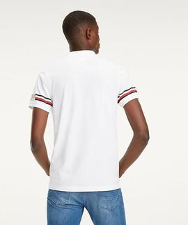 ICON SLEEVE STRIPE POLO SLIM FIT BRIGHT WHITE