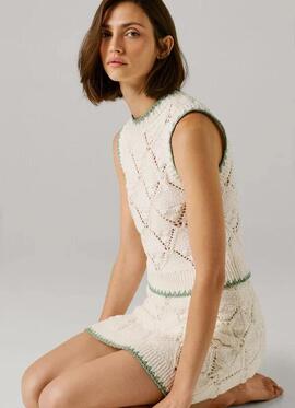 CHALECO CALADO KAIRA TOP 807 ANTIQUE WHITE