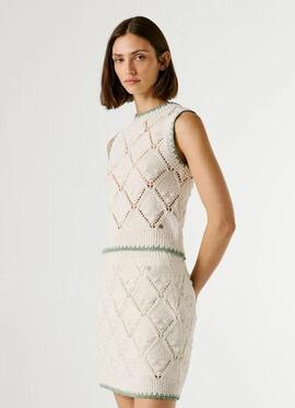 CHALECO CALADO KAIRA TOP 807 ANTIQUE WHITE