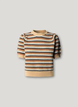 JERSEY DE PUNTO A RAYAS KAMIA LUREX 864 BRONZE BEIGE