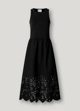 VESTIDO LARGO CON DETALLES CALADOS NAOMI 999 BLACK