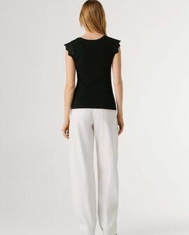 CAMISETA CON DETALLES CALADOS MIREYA 999 BLACK