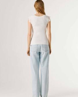 CAMISETA CON DETALLES CALADOS MIREYA 800 WHITE