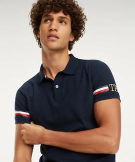 ICON SLEEVE STRIPE POLO SLIM FIT SKY CAPTAIN