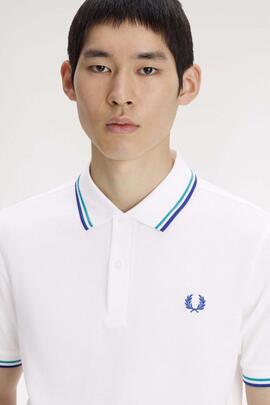 POLO TWIN TIPPED M3600 94A SNOW WHITE / DEEP MINT GREEN / EC