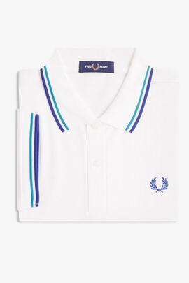 POLO TWIN TIPPED M3600 94A SNOW WHITE / DEEP MINT GREEN / EC