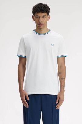 CAMISETA TWIN TIPPED M1588 94A SNOW WHITE / DEEP MINT GREEN