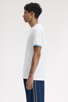 CAMISETA TWIN TIPPED M1588 94A SNOW WHITE / DEEP MINT GREEN