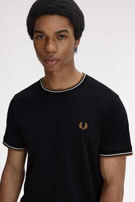 CAMISETA TWIN TIPPED M1588 P69 BLACK / RAW / DARK CARAMEL