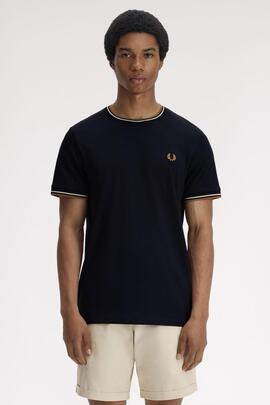 CAMISETA TWIN TIPPED M1588 P69 BLACK / RAW / DARK CARAMEL