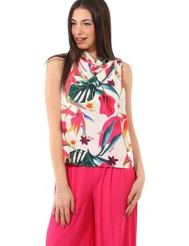 BLUSA SATINADA CON ESTAMPADO FLORAL