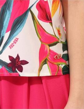 BLUSA SATINADA CON ESTAMPADO FLORAL