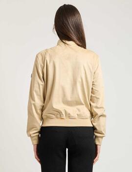 CAZADORA DE MUJER EFECTO ANTE COLOR BEIGE