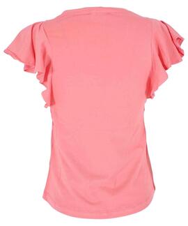 CAMISETA DE MUJER CON LOGO STRASS COLOR ROSA