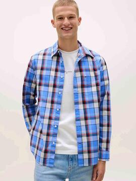 CAMISA DE POPELÍN REGULAR FIT CON DISEÑO DE CUADROS BLUE TWI