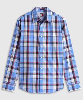 CAMISA DE POPELÍN REGULAR FIT CON DISEÑO DE CUADROS BLUE TWI