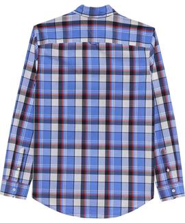 CAMISA DE POPELÍN REGULAR FIT CON DISEÑO DE CUADROS BLUE TWI