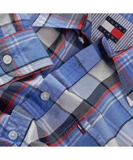 CAMISA DE POPELÍN REGULAR FIT CON DISEÑO DE CUADROS BLUE TWI