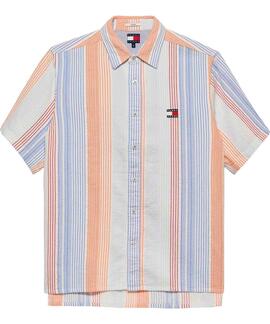 CAMISA DE MANGA CORTA RELAXED FIT RAYAS MULTICOLOR