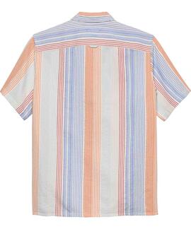 CAMISA DE MANGA CORTA RELAXED FIT RAYAS MULTICOLOR