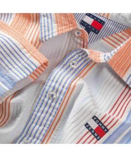 CAMISA DE MANGA CORTA RELAXED FIT RAYAS MULTICOLOR
