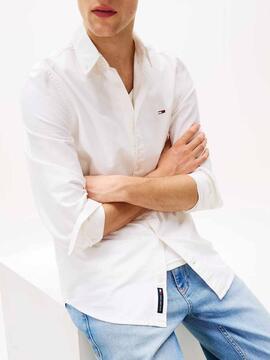 CAMISA DE OXFORD REGULAR FIT CON LOGO BORDADO ECRU