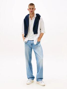 CAMISA DE OXFORD REGULAR FIT CON LOGO BORDADO ECRU