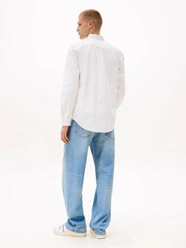 CAMISA DE OXFORD REGULAR FIT CON LOGO BORDADO ECRU