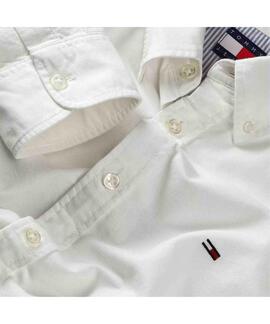 CAMISA DE OXFORD REGULAR FIT CON LOGO BORDADO ECRU