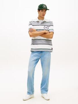 POLO RUGBY DE RAYAS RELAXED FIT CON BORDADO GREY HEATHER STI