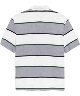 POLO RUGBY DE RAYAS RELAXED FIT CON BORDADO GREY HEATHER STI