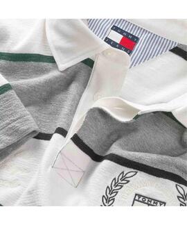 POLO RUGBY DE RAYAS RELAXED FIT CON BORDADO GREY HEATHER STI
