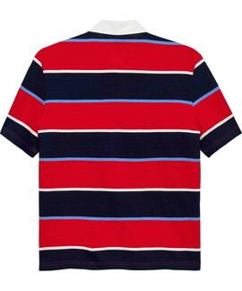 POLO RUGBY DE RAYAS RELAXED FIT CON BORDADO RAPID RED STRIPE