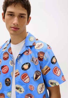 CAMISA MANGA CORTA CAMP REGULAR FIT ESTAMPADA BLUE TWILIGHT