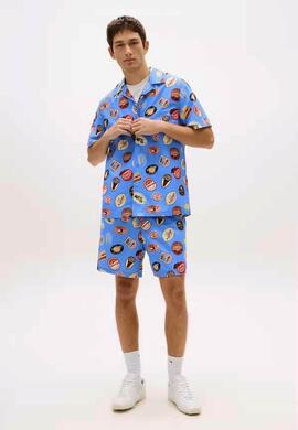 CAMISA MANGA CORTA CAMP REGULAR FIT ESTAMPADA BLUE TWILIGHT