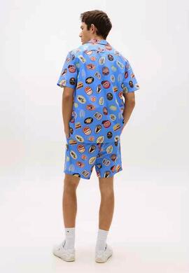 CAMISA MANGA CORTA CAMP REGULAR FIT ESTAMPADA BLUE TWILIGHT