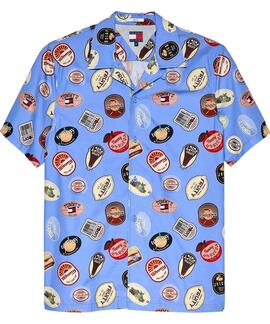 CAMISA MANGA CORTA CAMP REGULAR FIT ESTAMPADA BLUE TWILIGHT