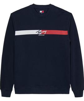 SUDADERA REGULAR FIT SIGNATURE STRIPE DARK NIGHT N
