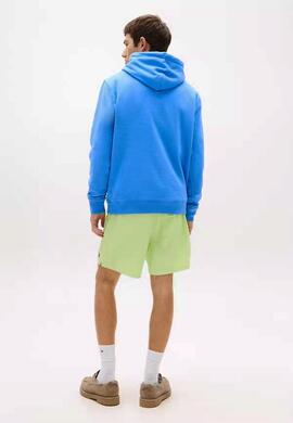 SUDADERA CON CAPUCHA REGULAR FIT LINEAR LOGO BLUE