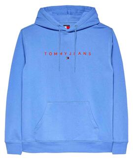 SUDADERA CON CAPUCHA REGULAR FIT LINEAR LOGO BLUE