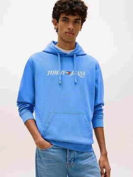 SUDADERA CON CAPUCHA VINTAGE REGULAR FIT BLUE TWIL