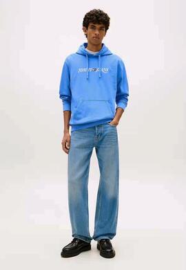 SUDADERA CON CAPUCHA VINTAGE REGULAR FIT BLUE TWIL