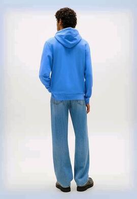 SUDADERA CON CAPUCHA VINTAGE REGULAR FIT BLUE TWIL